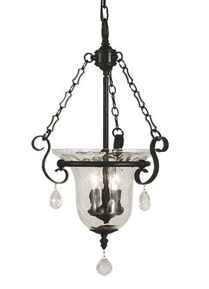 3-Light Matte Black Carcassonne Foyer Chandelier