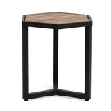 Noble House Nahanni Outdoor Acacia Wood Side Table, Teak and Black
