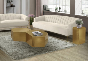 Hexagon Iron Contemporary Brushed Gold Coffee Table - 43.5" W x 24" D x 16.5" H