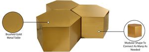 Hexagon Iron Contemporary Brushed Gold Coffee Table - 43.5" W x 42" D x 16.5" H