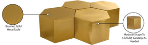 Hexagon Iron Contemporary Brushed Gold Coffee Table - 60.25" W x 43.5" D x 16.5" H
