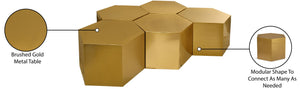 Hexagon Iron Contemporary Brushed Gold Coffee Table - 60.5" W x 62.75" D x 16.5" H