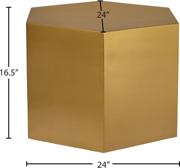 Hexagon Iron Contemporary Brushed Gold Coffee Table - 24" W x 24" D x 16.5" H