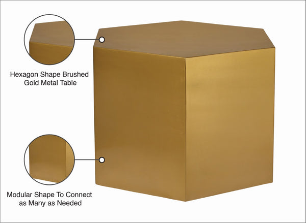 Hexagon Iron Contemporary Brushed Gold Coffee Table - 24" W x 24" D x 16.5" H