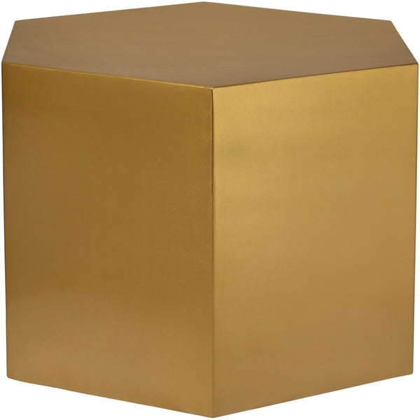 Hexagon Iron Contemporary Brushed Gold Coffee Table - 24" W x 24" D x 16.5" H