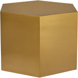 Hexagon Iron Contemporary Brushed Gold Coffee Table - 24" W x 24" D x 16.5" H