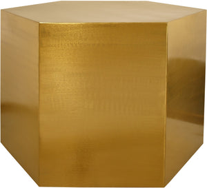Hexagon Iron Contemporary Brushed Gold Coffee Table - 24" W x 24" D x 16.5" H