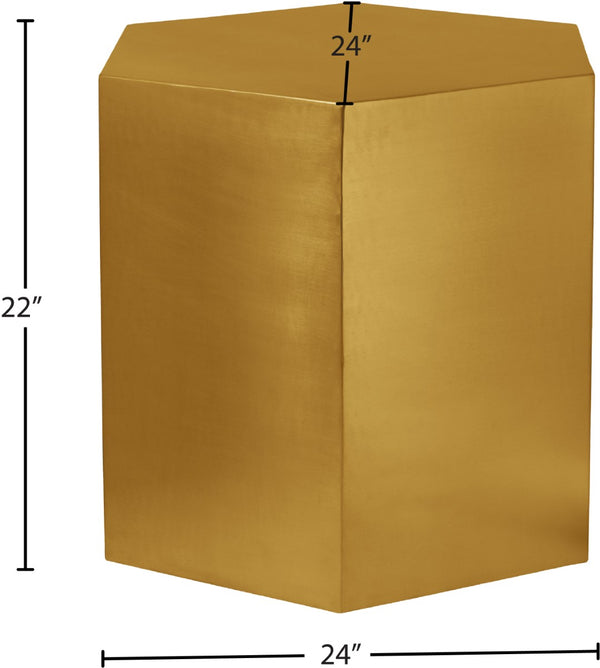 Hexagon Iron Contemporary Brushed Gold End Table - 24" W x 24" D x 22" H