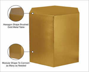 Hexagon Iron Contemporary Brushed Gold End Table - 24" W x 24" D x 22" H