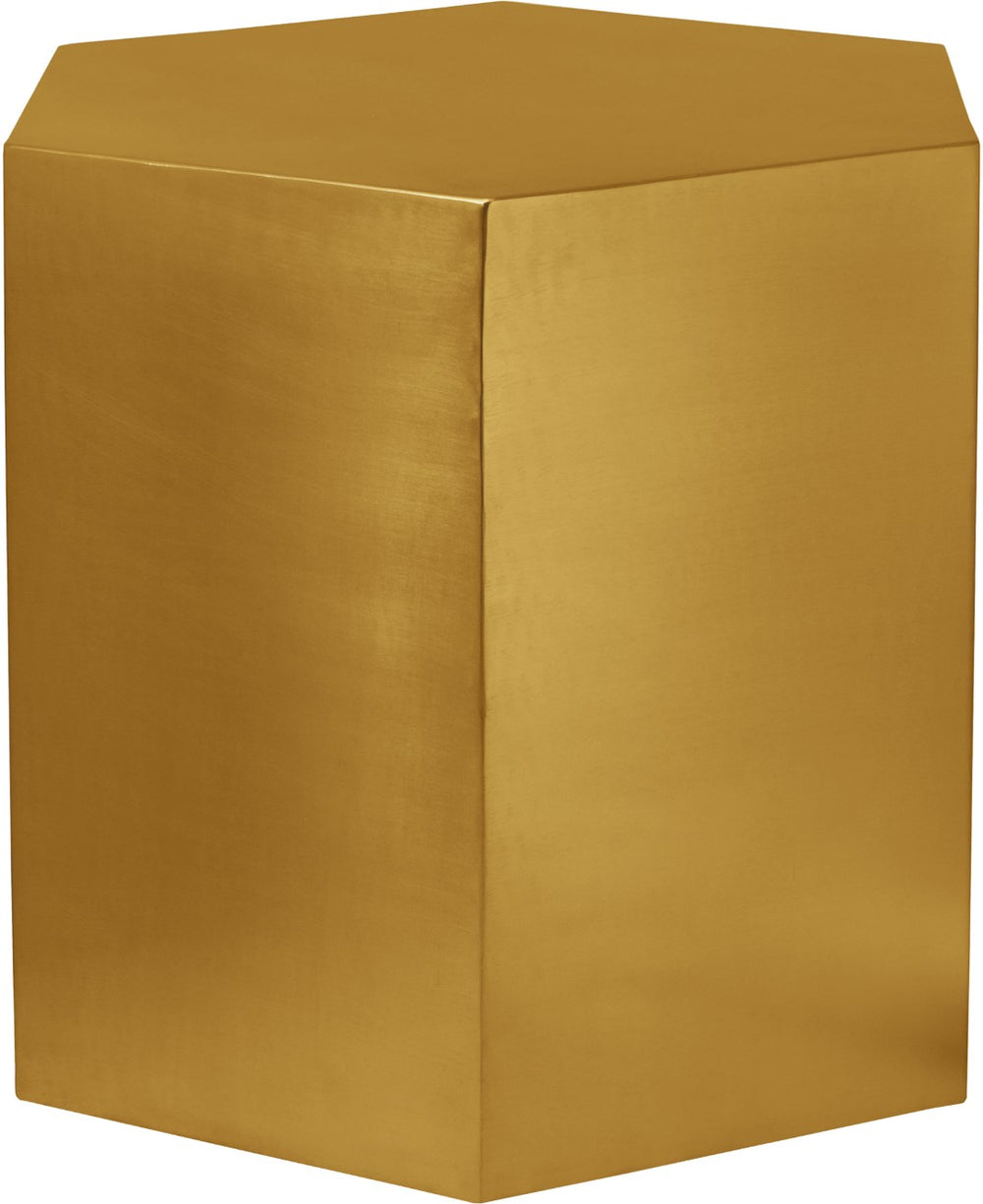 Hexagon Iron Contemporary Brushed Gold End Table - 24" W x 24" D x 22" H