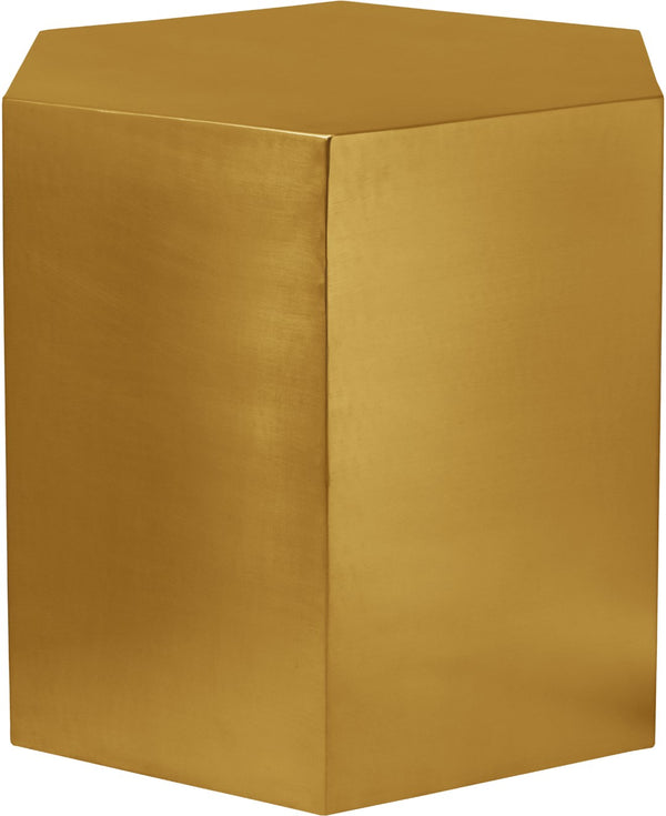 Hexagon Iron Contemporary Brushed Gold End Table - 24" W x 24" D x 22" H
