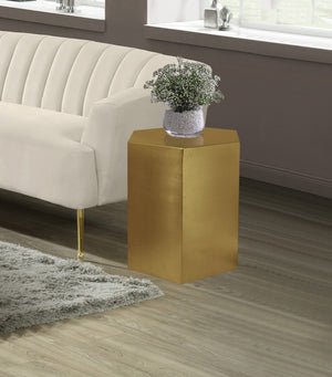 Hexagon Iron Contemporary Brushed Gold End Table - 24" W x 24" D x 22" H