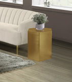 Hexagon Iron Contemporary Brushed Gold End Table - 24" W x 24" D x 22" H