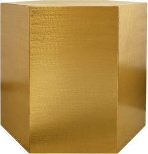 Hexagon Iron Contemporary Brushed Gold End Table - 24" W x 24" D x 22" H
