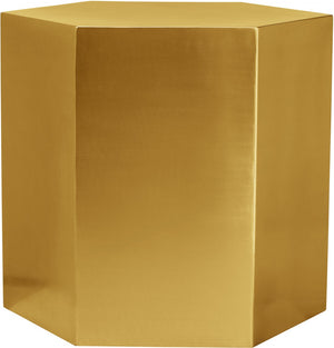 Hexagon Iron Contemporary Brushed Gold End Table - 24" W x 24" D x 22" H