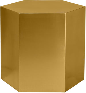 Hexagon Iron Contemporary Brushed Gold End Table - 24" W x 24" D x 22" H