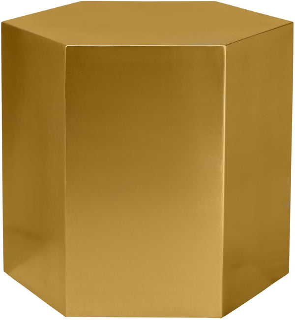 Hexagon Iron Contemporary Brushed Gold End Table - 24" W x 24" D x 22" H