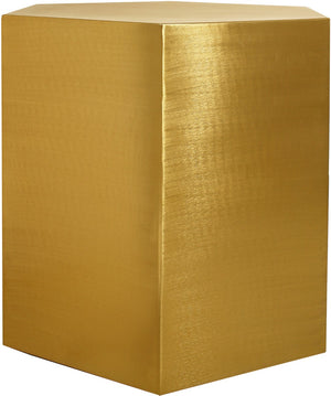 Hexagon Iron Contemporary Brushed Gold End Table - 24" W x 24" D x 22" H