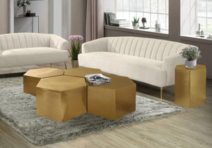 Hexagon Iron Contemporary Brushed Gold End Table - 24" W x 24" D x 22" H