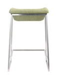 English Elm EE2949 100% Polyester, Stainless Steel Modern Commercial Grade Counter Stool Set - Set of 2 Green, Silver 100% Polyester, Stainless Steel