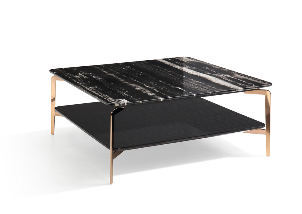 VIG Furniture Modrest Dorian Modern Black Marble & Ebony Square Coffee Table VGHB292E-EBN