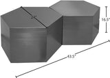 Hexagon Iron Contemporary Brushed Chrome Coffee Table - 43.5" W x 24" D x 16.5" H