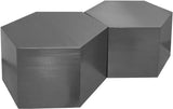 Hexagon Iron Contemporary Brushed Chrome Coffee Table - 43.5" W x 24" D x 16.5" H