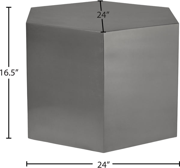 Hexagon Iron Contemporary Brushed Chrome Coffee Table - 24" W x 24" D x 16.5" H