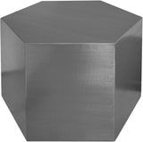 Hexagon Iron Contemporary Brushed Chrome Coffee Table - 24" W x 24" D x 16.5" H