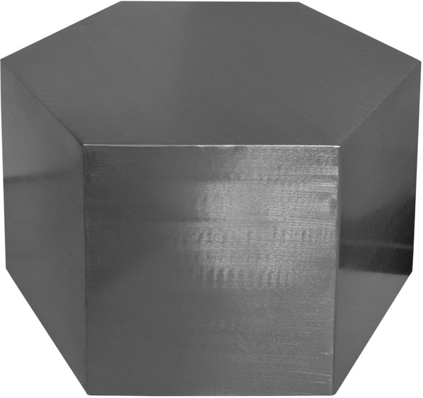 Hexagon Iron Contemporary Brushed Chrome Coffee Table - 24" W x 24" D x 16.5" H