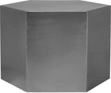 Hexagon Iron Contemporary Brushed Chrome Coffee Table - 24" W x 24" D x 16.5" H