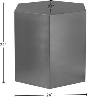 Hexagon Iron Contemporary Brushed Chrome End Table - 24" W x 24" D x 22" H