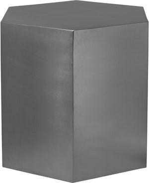 Hexagon Iron Contemporary Brushed Chrome End Table - 24" W x 24" D x 22" H