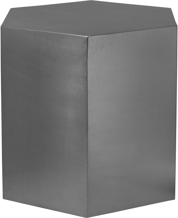 Hexagon Iron Contemporary Brushed Chrome End Table - 24" W x 24" D x 22" H