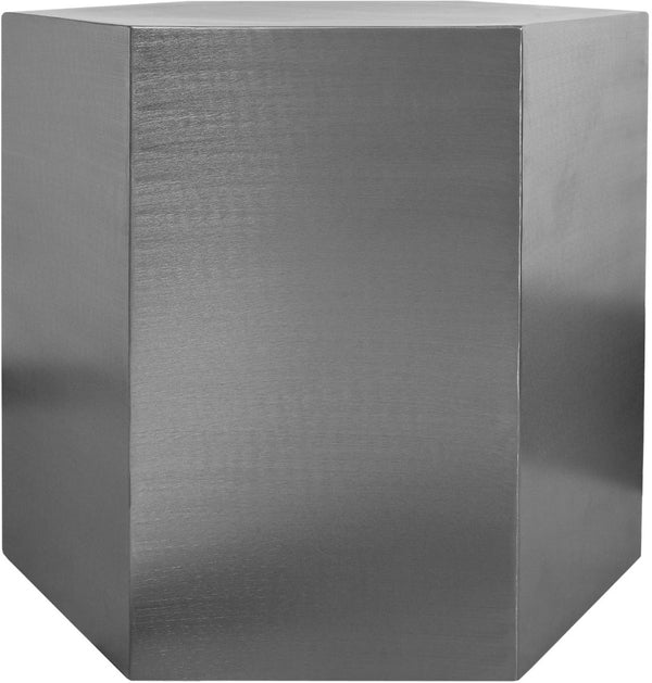 Hexagon Iron Contemporary Brushed Chrome End Table - 24" W x 24" D x 22" H