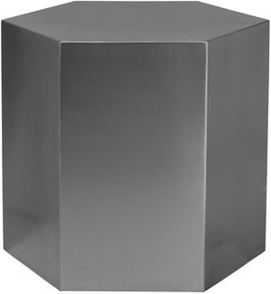 Hexagon Iron Contemporary Brushed Chrome End Table - 24" W x 24" D x 22" H