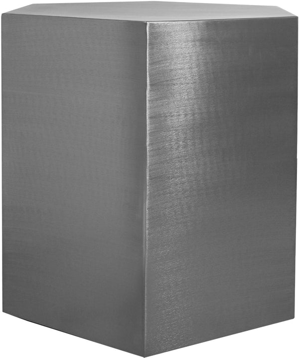 Hexagon Iron Contemporary Brushed Chrome End Table - 24" W x 24" D x 22" H