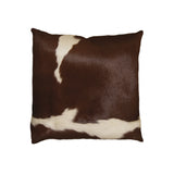 18" x 18" x 5" Brown And White Cowhide Pillow