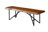 Alpine Furniture Live Edge Bench, Light Walnut 1968-33 Light Walnut Solid Acacia Wood with Metal Legs 55 x 18 x 18