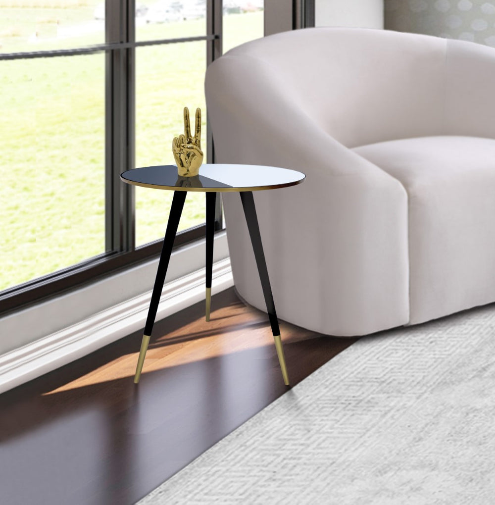 Reflection Iron Contemporary Gold / Black End Table - 18" W x 18" D x 22" H