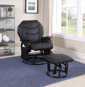 Traditional Upholstered Glider Recliner with Ottoman