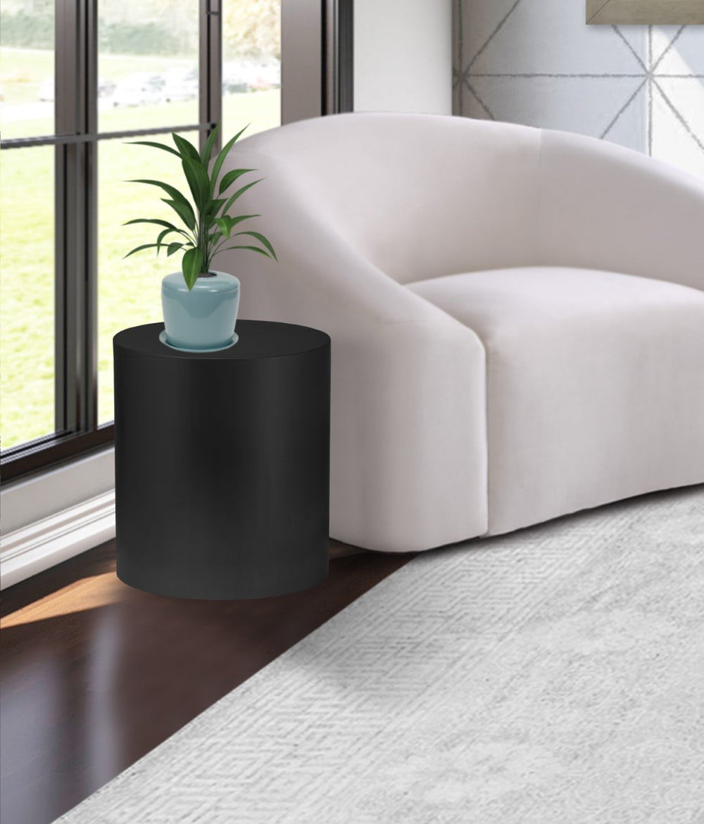 Cylinder Iron Contemporary Matte Black End Table - 20" W x 20" D x 22" H