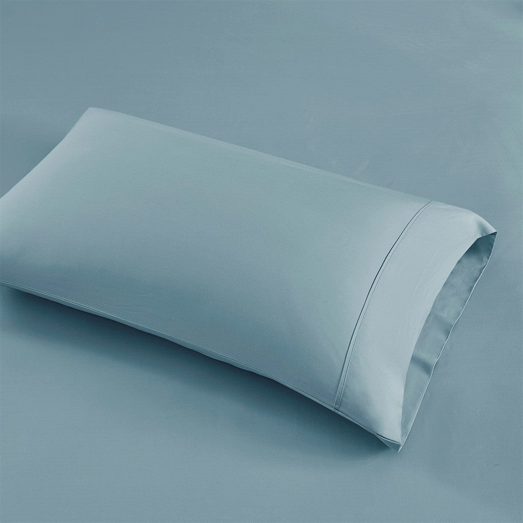 1000 Thread Count Casual 55% Cotton 45% Polyester Solid Antimicrobial Sheet Set W/ Heiq Temperature Regulating in Blue