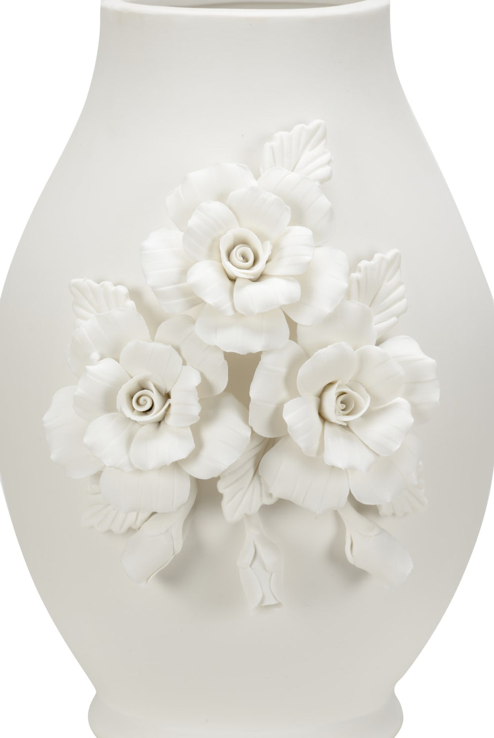 Savoir Faire Vase - Elegant Matte White Ceramic Design with Magnolia Blooms for Timeless Style