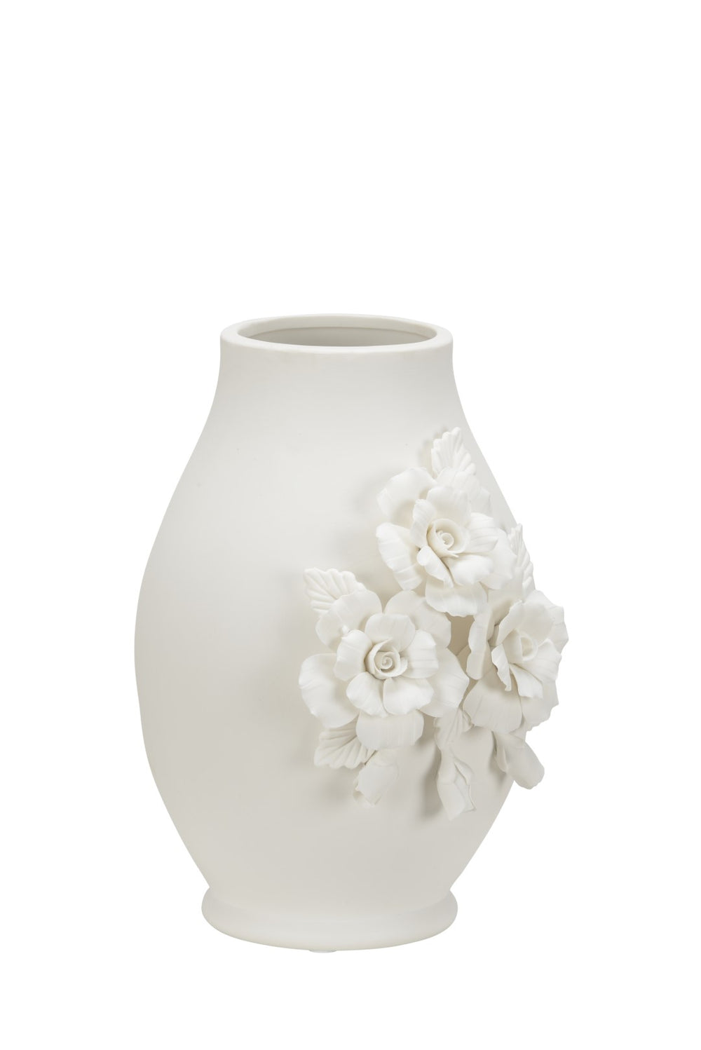 Savoir Faire Vase - Elegant Matte White Ceramic Design with Magnolia Blooms for Timeless Style