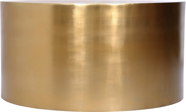Cylinder Iron Contemporary Brushed Gold Coffee Table - 32" W x 32" D x 16.5" H