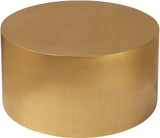 Cylinder Iron Contemporary Brushed Gold Coffee Table - 32" W x 32" D x 16.5" H