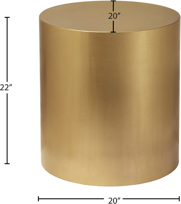 Cylinder Iron Contemporary Brushed Gold End Table - 20" W x 20" D x 22" H