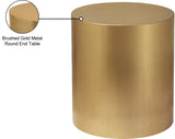 Cylinder Iron Contemporary Brushed Gold End Table - 20" W x 20" D x 22" H