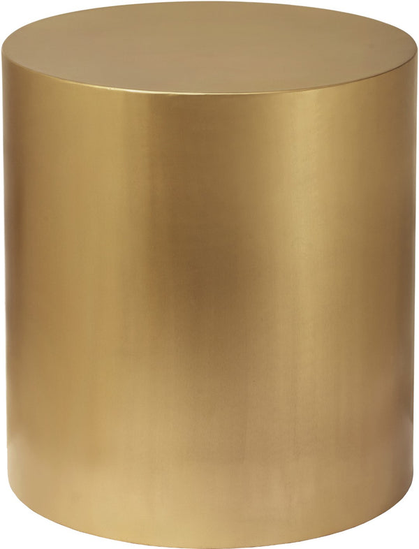 Cylinder Iron Contemporary Brushed Gold End Table - 20" W x 20" D x 22" H